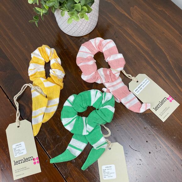 LemLem Set of 3 Stripe Doro Hair Scrunchies NWT Handmade main image 4